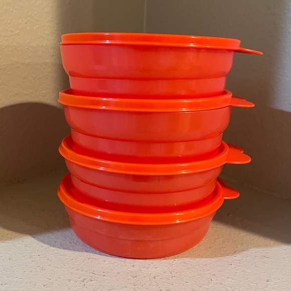 Tupperware Orange Microwave Cereal Bowl Set - Picture 2 of 8